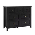 Commode de chambre - Commodes et chiffonnier en bois de style ferme pour vêtements, avec 7 tiroirs profonds, poignées dorées, pour salon, chambre, couloir