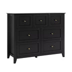 Commode de chambre - Commodes et chiffonnier en bois de style ferme pour vêtements, avec 7 tiroirs profonds, poignées dorées, pour salon, chambre, couloir