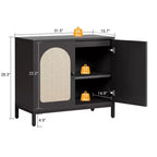 Mobile Credenza in Rattan - con Ante in Rattan, Ripiani Regolabili, Accento Bohemien, Credenza Liquori Caffè, per Soggiorno Sala da Pranzo Corridoio Cucina