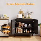 Mobile Credenza in Rattan - con Ante in Rattan, Ripiani Regolabili, Accento Bohemien, Credenza Liquori Caffè, per Soggiorno Sala da Pranzo Corridoio Cucina