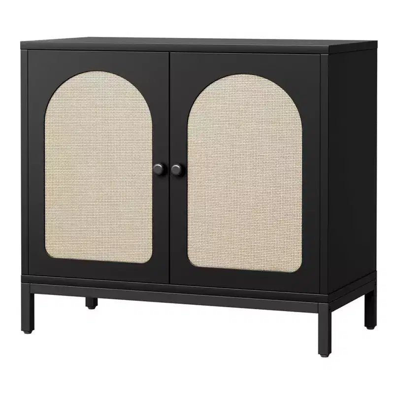 Rattan Sideboard Buffet Cabinet - with Rattan Doors, Adjustable Shelves, Boho Accent, Liquor Coffee Buffet, for Living Dining Room Hallway Kitchen