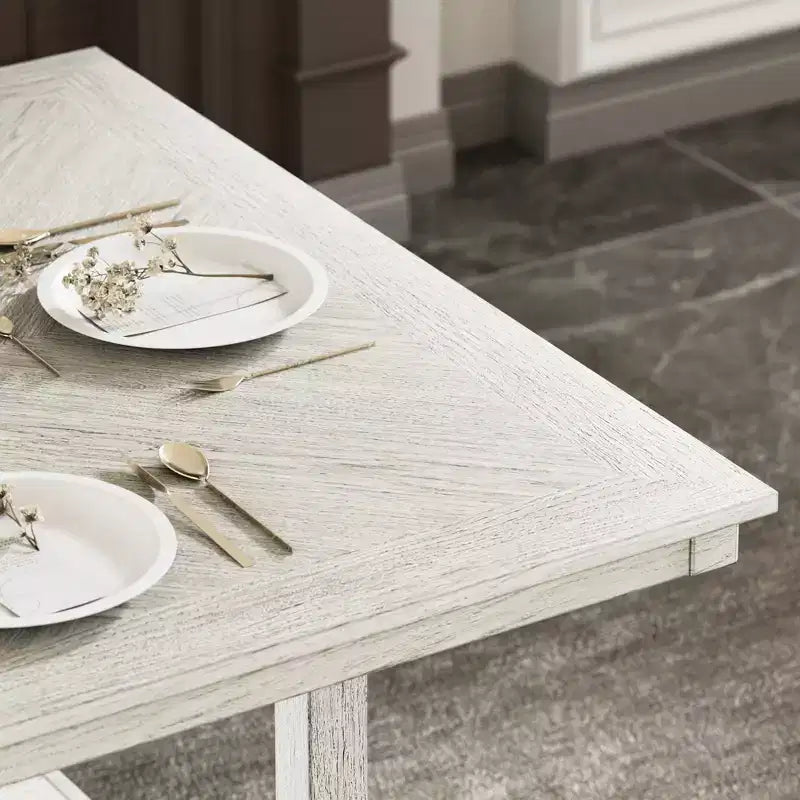 Set da pranzo rustico VECELO da 5 pezzi, tavolo quadrato in legno di gomma con ripiano e 4 sedie da pranzo imbottite senza braccioli per cucina, grigio