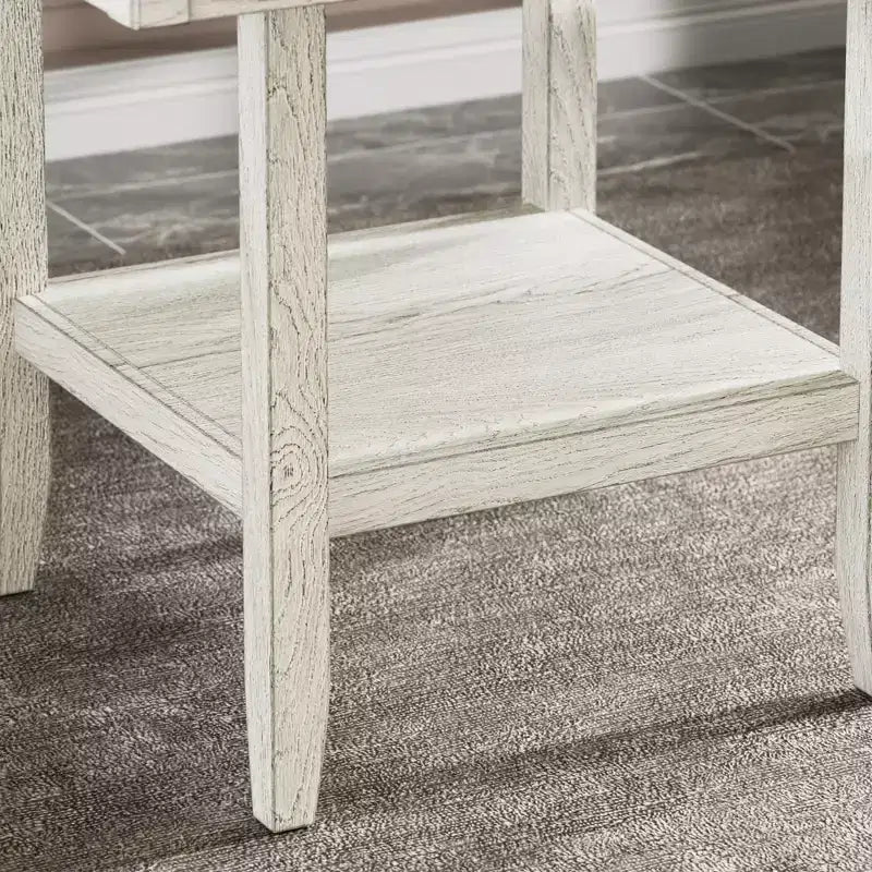 Set da pranzo rustico VECELO da 5 pezzi, tavolo quadrato in legno di gomma con ripiano e 4 sedie da pranzo imbottite senza braccioli per cucina, grigio