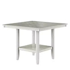 Set da pranzo rustico VECELO da 5 pezzi, tavolo quadrato in legno di gomma con ripiano e 4 sedie da pranzo imbottite senza braccioli per cucina, grigio