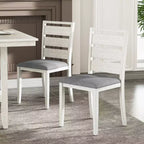 Set da pranzo rustico VECELO da 5 pezzi, tavolo quadrato in legno di gomma con ripiano e 4 sedie da pranzo imbottite senza braccioli per cucina, grigio