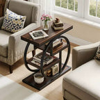 MAYEERTY 4-Tier Storage Side Table Easy Assembly Reinforced MDF Heavy-Duty Metal Frame