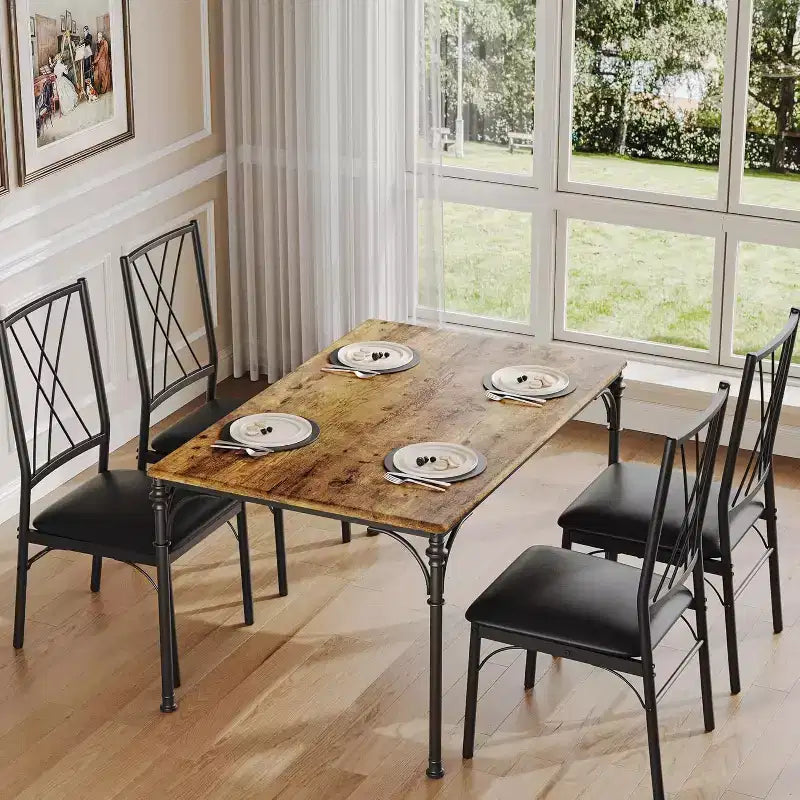 Tavolo da Pranzo con 4 Sedie, Set Tavolo da Cucina 5 Pezzi per Spazi Piccoli