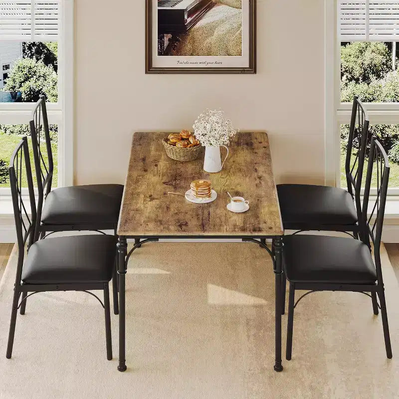 Tavolo da Pranzo con 4 Sedie, Set Tavolo da Cucina 5 Pezzi per Spazi Piccoli