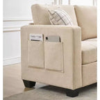 Canapé de 89 pouces, grand canapé 3 places, canapé rembourré en tissu chenille avec accoudoirs larges et coussins amovibles, pour salon, chambre à coucher