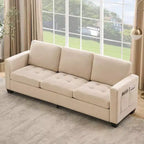 Canapé de 89 pouces, grand canapé 3 places, canapé rembourré en tissu chenille avec accoudoirs larges et coussins amovibles, pour salon, chambre à coucher