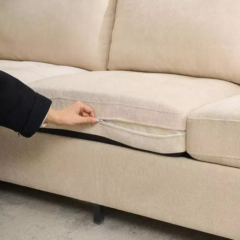 Canapé de 89 pouces, grand canapé 3 places, canapé rembourré en tissu chenille avec accoudoirs larges et coussins amovibles, pour salon, chambre à coucher