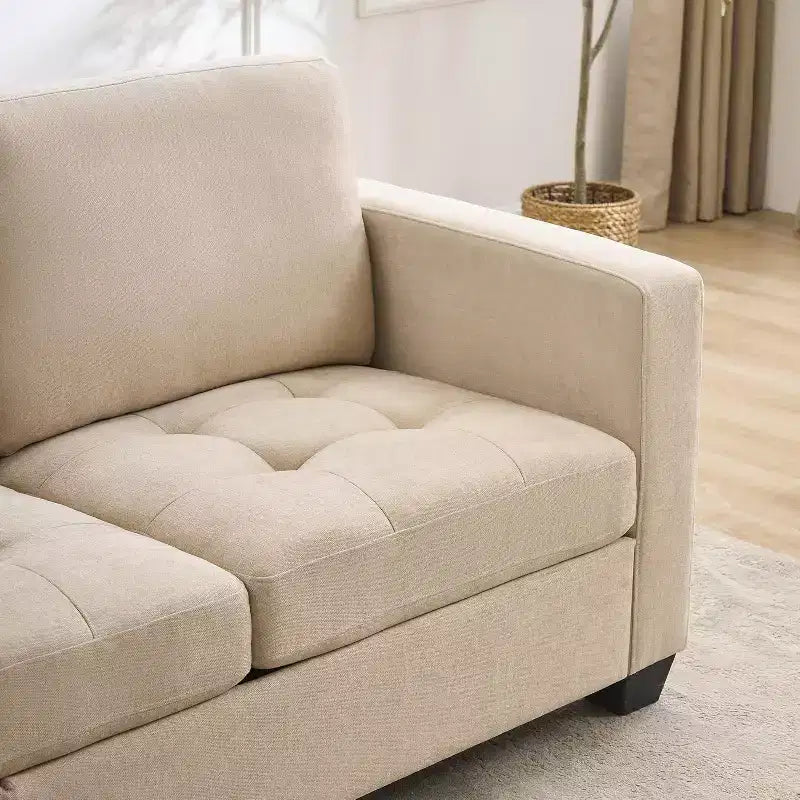 Canapé de 89 pouces, grand canapé 3 places, canapé rembourré en tissu chenille avec accoudoirs larges et coussins amovibles, pour salon, chambre à coucher