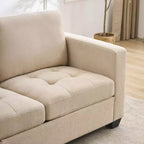 Canapé de 89 pouces, grand canapé 3 places, canapé rembourré en tissu chenille avec accoudoirs larges et coussins amovibles, pour salon, chambre à coucher