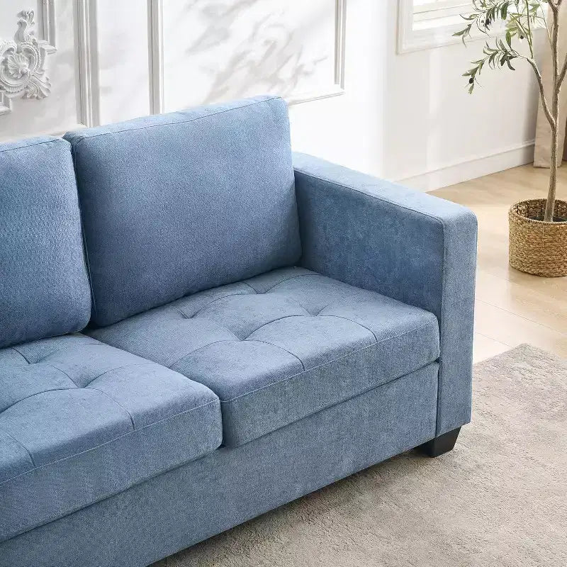 Canapé de 89 pouces, grand canapé 3 places, canapé rembourré en tissu chenille avec accoudoirs larges et coussins amovibles, pour salon, chambre à coucher