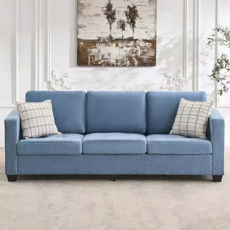 Canapé de 89 pouces, grand canapé 3 places, canapé rembourré en tissu chenille avec accoudoirs larges et coussins amovibles, pour salon, chambre à coucher