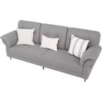 Canapés de 84 pouces pour salon, accoudoirs incurvés, coussins amovibles, molleton Teddy minimaliste, poches latérales, cadre en fer