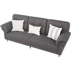 Canapés de 84 pouces pour salon, accoudoirs incurvés, coussins amovibles, molleton Teddy minimaliste, poches latérales, cadre en fer