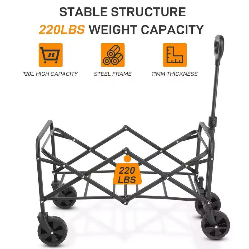 Karl Home Chariot de jardin bleu pliable et portable de 74,4 cm de large