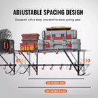 Portabici VEVOR, Portabici da Parete per 4 Biciclette, Appendiabiti Portabici da Parete con 2 Ripiani, Organizer per Casa e Garage, Personalizzabile per Varie Dimensioni di Biciclette