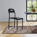 Dining Chairs Set of 1, Stackable Modern Kitchen Chairs, Plastic Dining Room Chair with Metal Legs, Waterproof & Stain-Resistant, Black