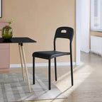Sedie da Pranzo Set da 1, Sedie da Cucina Moderne Impilabili, Sedia da Pranzo in Plastica con Gambe in Metallo, Impermeabile e Resistente alle Macchie, Nere