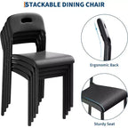 Sedie da Pranzo Set da 1, Sedie da Cucina Moderne Impilabili, Sedia da Pranzo in Plastica con Gambe in Metallo, Impermeabile e Resistente alle Macchie, Nere