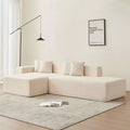 MAYEERTY Lambswool Fabric L-Shaped 5-Seat Modular Sectional Sofa with Chaise for Bedroom and Apartment