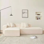 Divano Sezionale Modulare a L a 5 Posti in Tessuto di Lana di Agnello MAYEERTY con Chaise-Longue per Camera da Letto e Appartamento