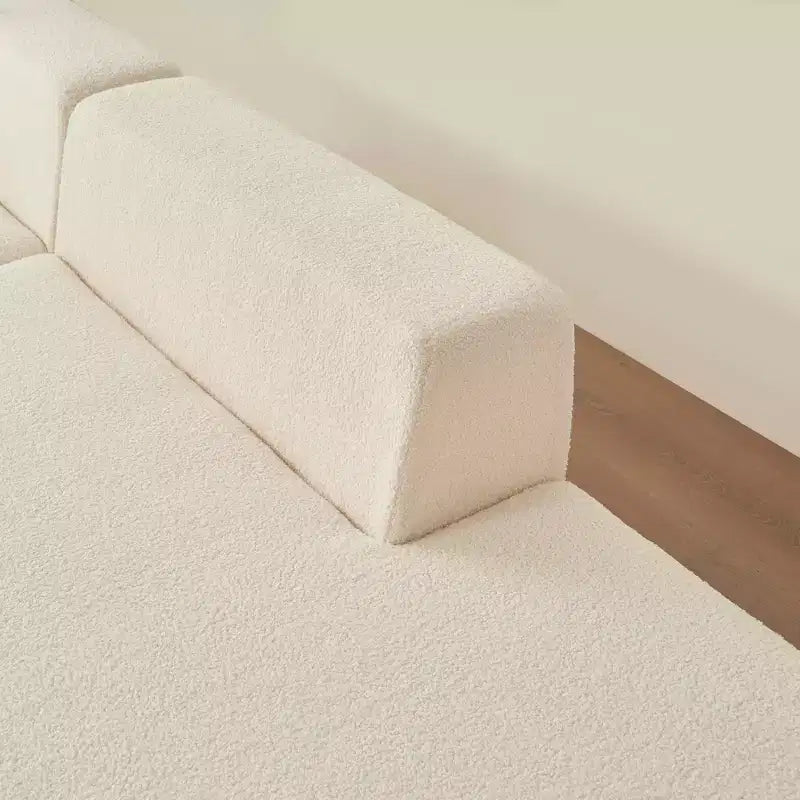 MAYEERTY Canapé sectionnel modulaire en tissu agneau à 5 places en forme de L avec méridienne pour chambre et appartement
