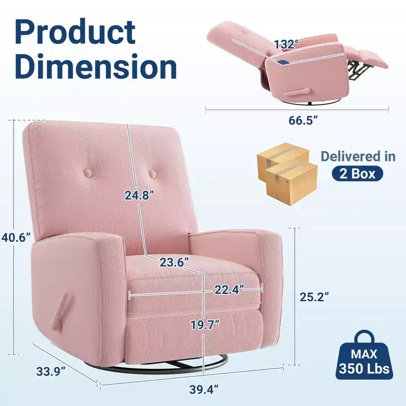 Garvee Poltrona Reclinabile Girevole a 360° per Adulti, Dondolo per Culla per Soggiorno, Camera da Letto, Ufficio, Lino