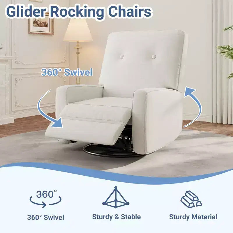 Garvee Poltrona Reclinabile Girevole a 360° per Adulti, Dondolo per Culla per Soggiorno, Camera da Letto, Ufficio, Lino
