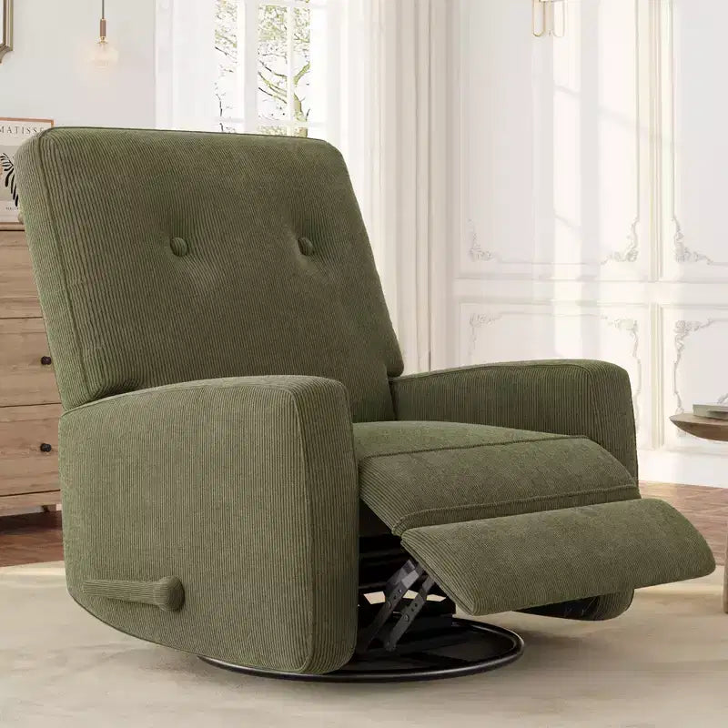 Garvee Poltrona Reclinabile Girevole a 360° per Adulti, Dondolo per Culla per Soggiorno, Camera da Letto, Ufficio, Lino