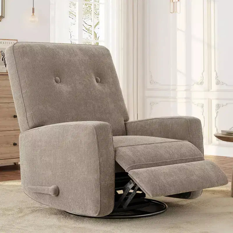 Garvee Poltrona Reclinabile Girevole a 360° per Adulti, Dondolo per Culla per Soggiorno, Camera da Letto, Ufficio, Lino