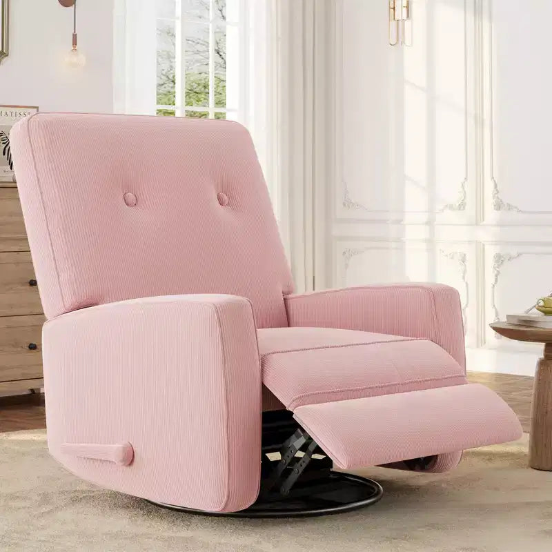 Garvee Poltrona Reclinabile Girevole a 360° per Adulti, Dondolo per Culla per Soggiorno, Camera da Letto, Ufficio, Lino