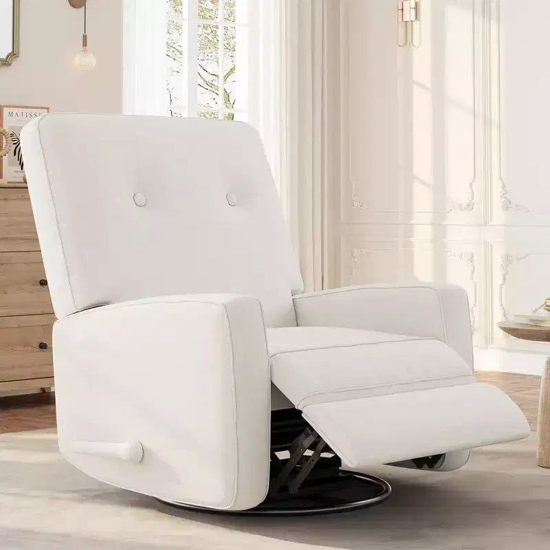 Garvee Poltrona Reclinabile Girevole a 360° per Adulti, Dondolo per Culla per Soggiorno, Camera da Letto, Ufficio, Lino
