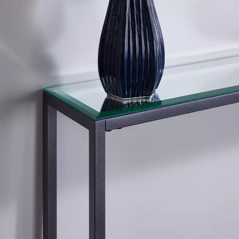 Console Darrin Narrow avec plateau miroir - Gris - SEI