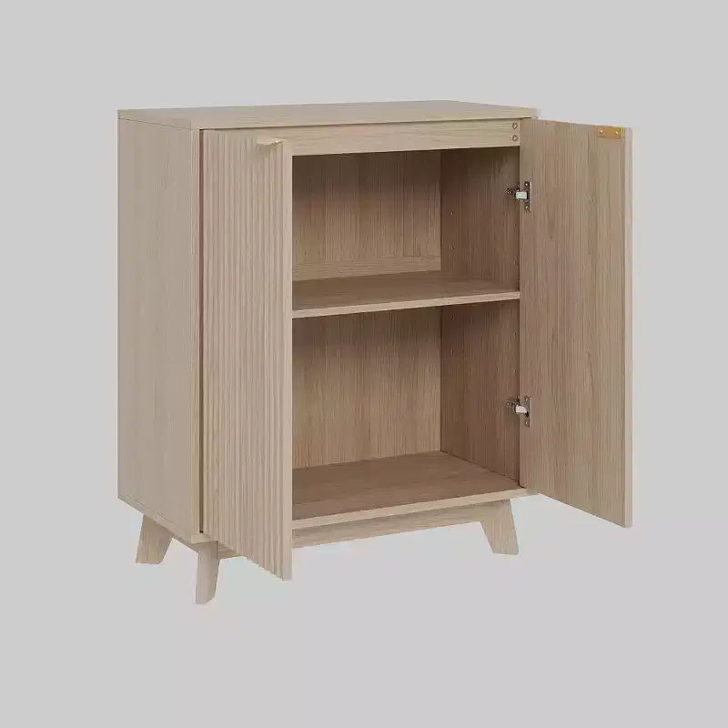 Mobile a Credenza Scanalato con Spazio Contenitore, Credenza a Buffet con 2 Ante, Mobile Contenitore a Credenza da Cucina con Ripiani per Soggiorno, Ingresso, Corridoio, Naturale
