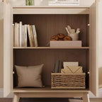 Mobile a Credenza Scanalato con Spazio Contenitore, Credenza a Buffet con 2 Ante, Mobile Contenitore a Credenza da Cucina con Ripiani per Soggiorno, Ingresso, Corridoio, Naturale