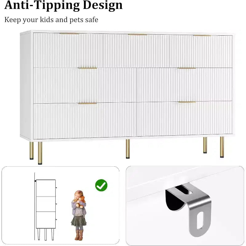 Cassettiera a 7 cassetti per camera da letto, cassettiera moderna in legno per armadio, con maniglia dorata, organizer per mobili da camera da letto, per soggiorno, corridoio