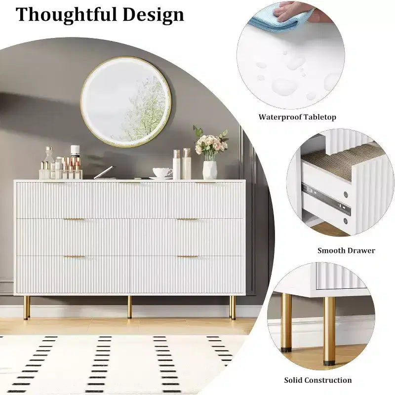 Cassettiera a 7 cassetti per camera da letto, cassettiera moderna in legno per armadio, con maniglia dorata, organizer per mobili da camera da letto, per soggiorno, corridoio