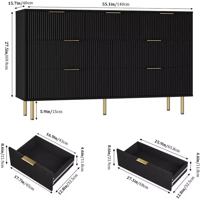 Cassettiera a 7 cassetti per camera da letto, cassettiera moderna in legno per armadio, con maniglia dorata, organizer per mobili da camera da letto, per soggiorno, corridoio