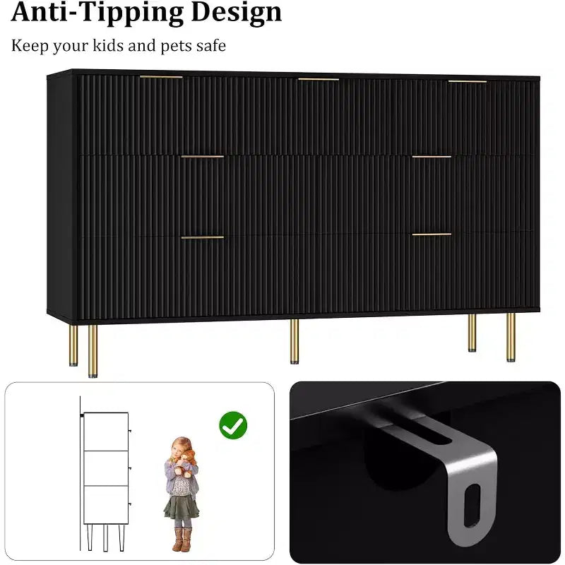 Cassettiera a 7 cassetti per camera da letto, cassettiera moderna in legno per armadio, con maniglia dorata, organizer per mobili da camera da letto, per soggiorno, corridoio