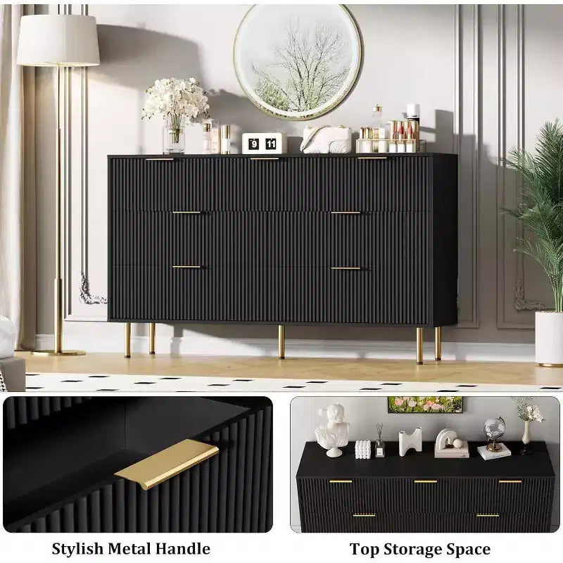 Cassettiera a 7 cassetti per camera da letto, cassettiera moderna in legno per armadio, con maniglia dorata, organizer per mobili da camera da letto, per soggiorno, corridoio