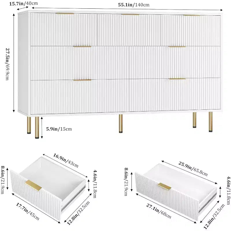 Cassettiera a 7 cassetti per camera da letto, cassettiera moderna in legno per armadio, con maniglia dorata, organizer per mobili da camera da letto, per soggiorno, corridoio