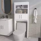Chic Crate-Over-the-Toilet 2-Door Bathroom Cabinet  White Shelf Storage | Space-Saving Design