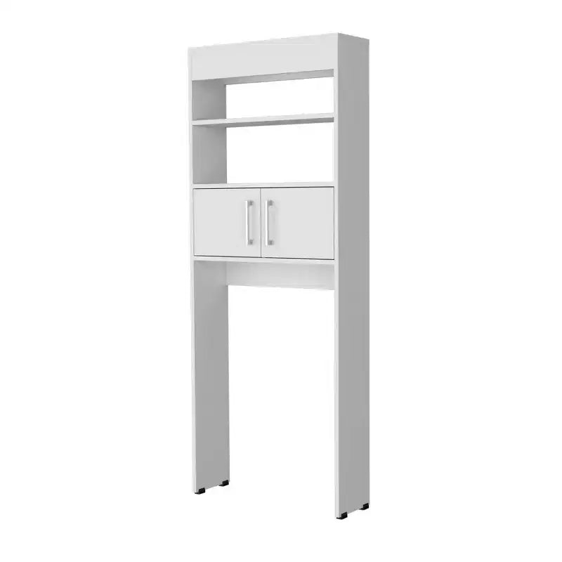 Elegante mobiletto da bagno salvaspazio a 2 ante sopra il WC | Scaffale portaoggetti bianco