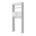 Elegante mobiletto da bagno salvaspazio a 2 ante sopra il WC | Scaffale portaoggetti bianco