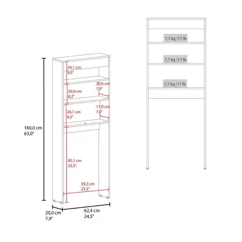 Elegante mobiletto da bagno salvaspazio a 2 ante sopra il WC | Scaffale portaoggetti bianco