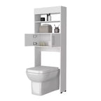 Elegante mobiletto da bagno salvaspazio a 2 ante sopra il WC | Scaffale portaoggetti bianco
