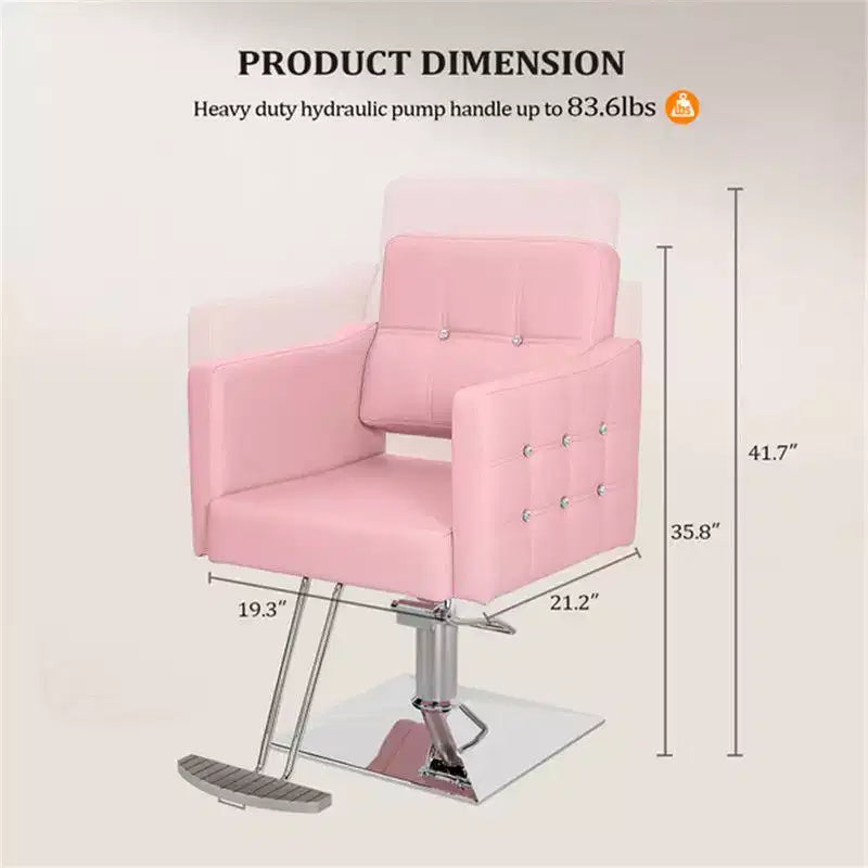 Poltrona da salone da parrucchiere idraulica resistente Karl Home rosa con dettagli diamantati